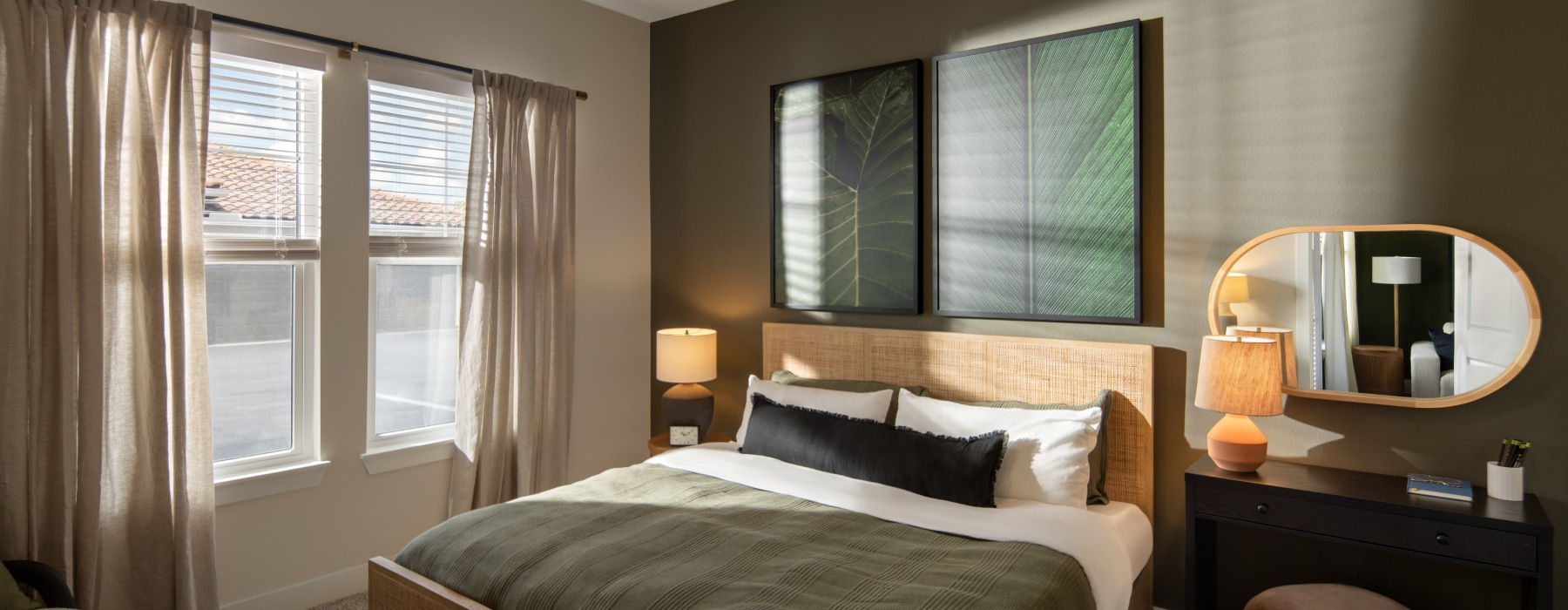 Generously sized bedroom with ample lighting