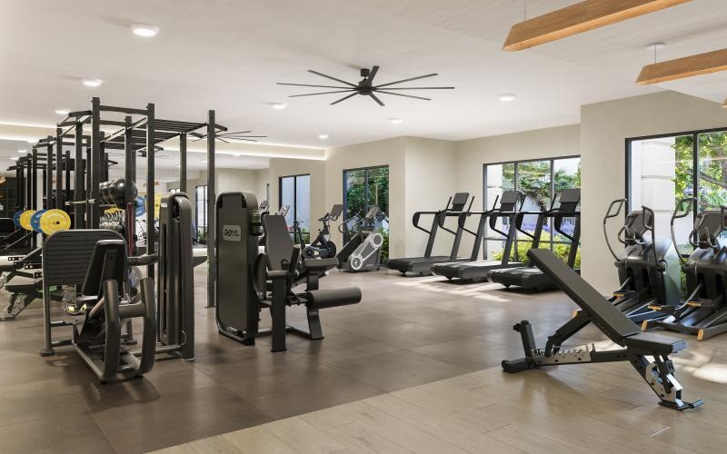 a gym with exercise equipment